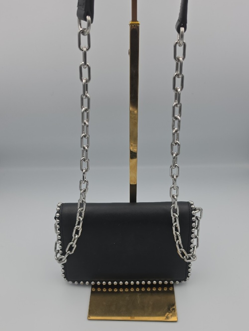 Alexander Wang Attica Biker Silver Chain Flap Stud Small Crossbody Bag (EUC)🖤🩶 - Picture 2 of 16